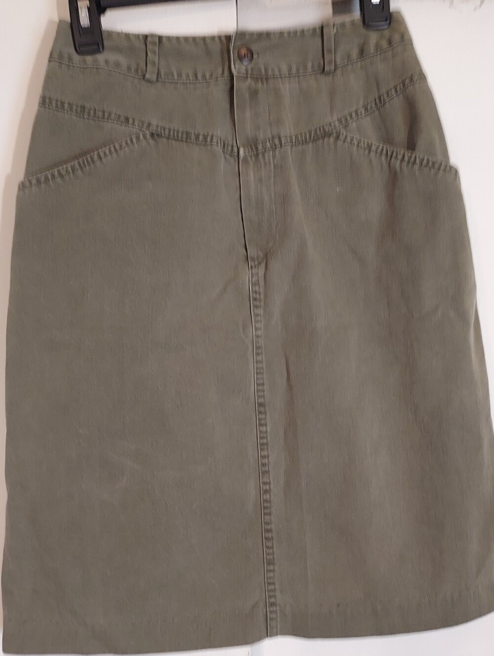 Talbots Olive Midi Skirt with Front Seam Size 10
